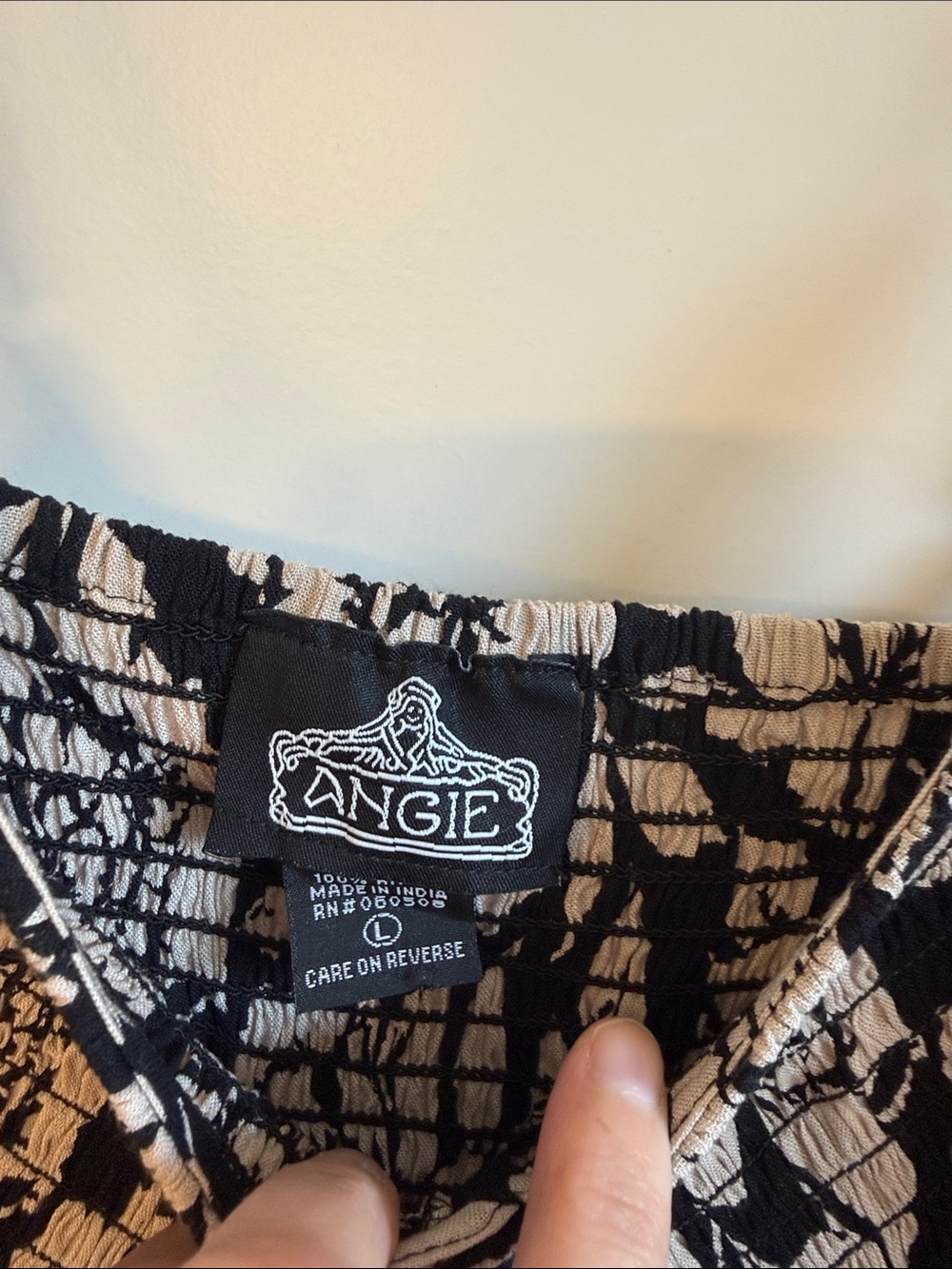 Angie Black and Cream Floral Smocked Mini Dress - Picture 2 of 4